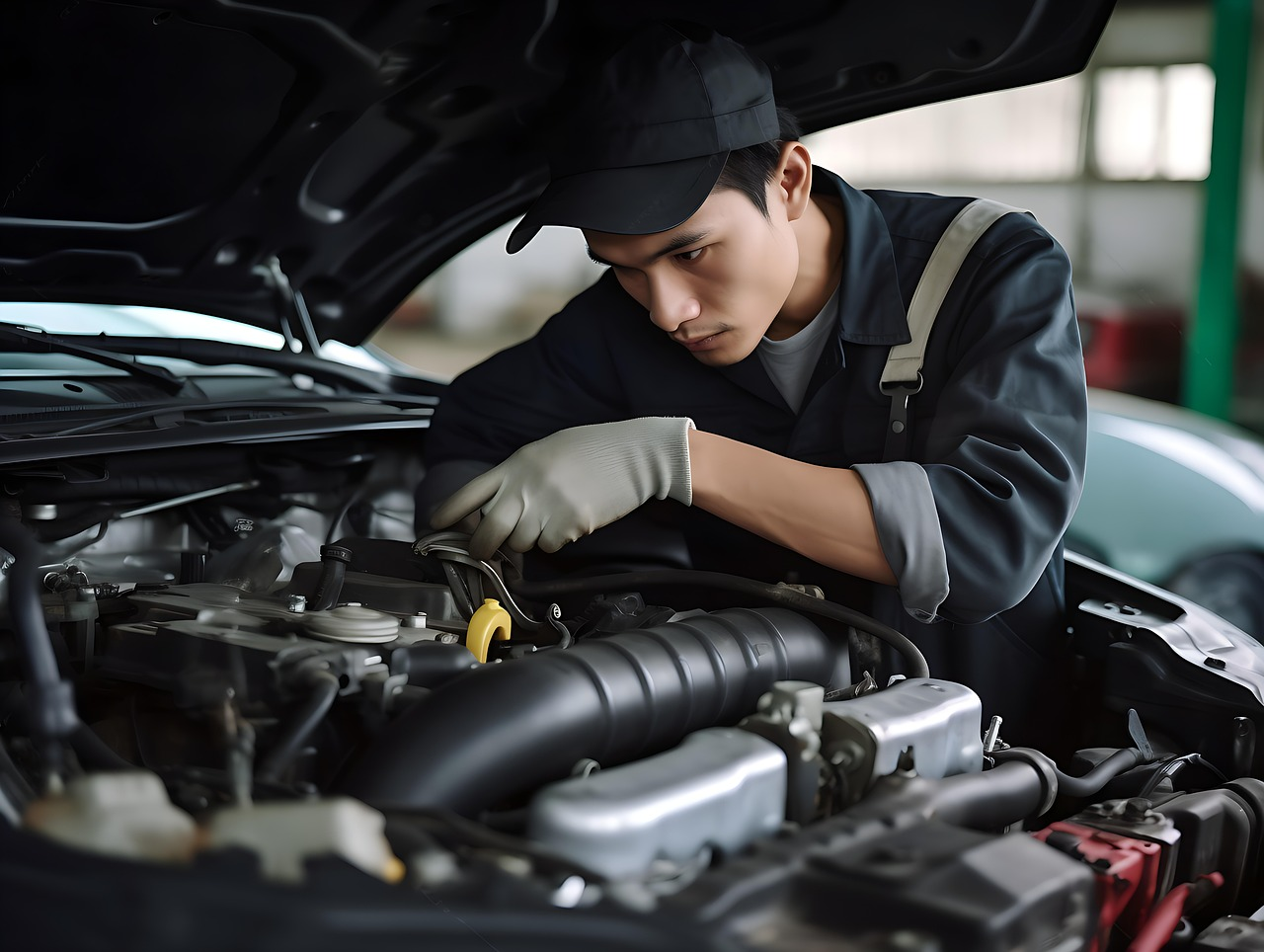 Engine tuning being done by a mechanic